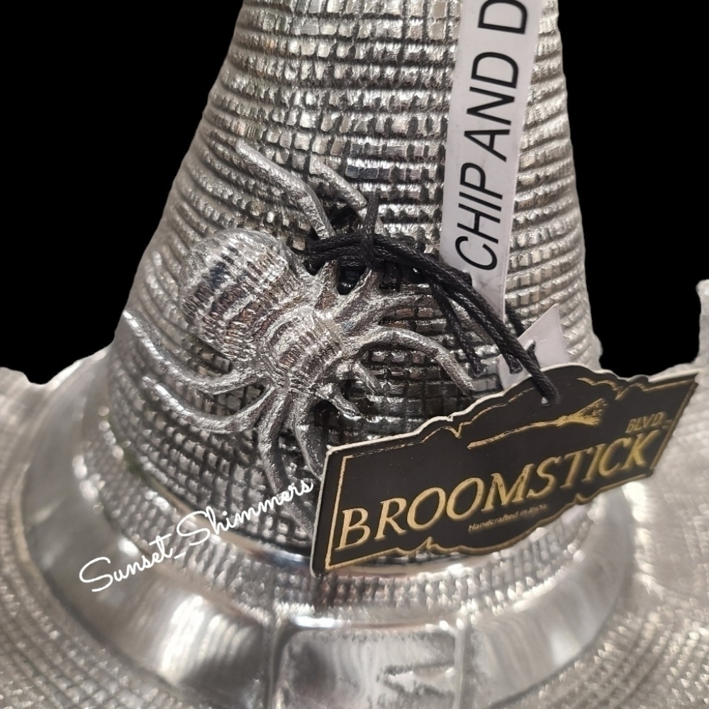 Broomstick Blvd Silver Metal Halloween Chip & Dip Witch Hat Centerpiece Decor - Picture 2 of 5